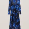 ROZEEN Mesh Long Sleeve Printed Dress