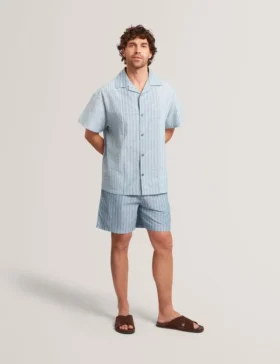 RUFYE Striped Cotton Linen Pull-On Shorts