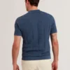 RUZZA Textured Stripe Open Neck Knitted Polo Shirt