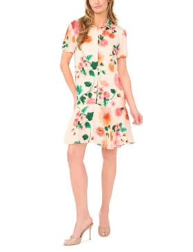 SADIE Floral Drop Waist Mini Shirt Dress