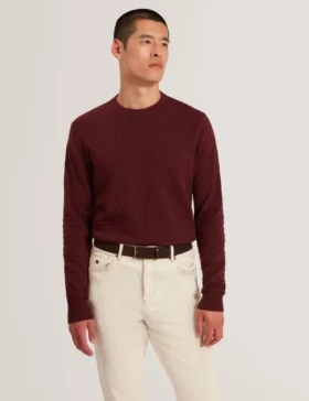 SAINSY Branded Texture Crew Neck Jumper