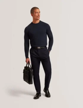 SAINSY Branded Texture Crew Neck Jumper