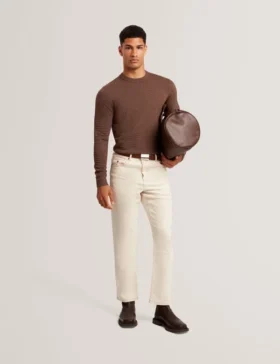 SAINSY Branded Texture Crew Neck Jumper