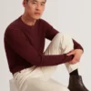 SAINSY Branded Texture Crew Neck Jumper