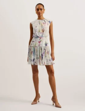 SAINTLY Floral Print Mini Dress