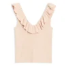 SAMAHA Sleeveless Knit Ruffle Top