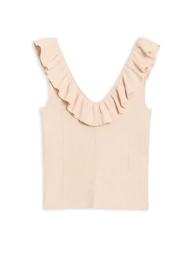 SAMAHA Sleeveless Knit Ruffle Top