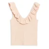 SAMAHA Sleeveless Knit Ruffle Top