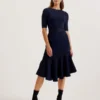 SAMALEE Flippy Hem Knitted Midi Dress With Belt