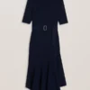 SAMALEE Flippy Hem Knitted Midi Dress With Belt