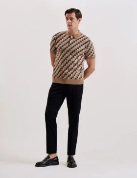 SEFERRY Interlocking T Jacquard Knitted Polo Shirt