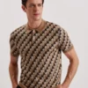 SEFERRY Interlocking T Jacquard Knitted Polo Shirt