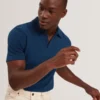 SERAPA Grid Texture Woven Short Sleeve Polo