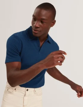 SERAPA Grid Texture Woven Short Sleeve Polo