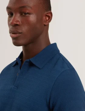 SERAPA Grid Texture Woven Short Sleeve Polo