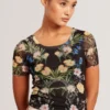 SHORT SLEEVE CREW MESH TOP Black
