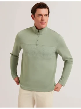SIMONEA Textured Panel Half-Zip Modal Sweatshirt