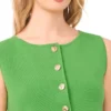Sleeveless Button Down Crew Neck Button Down With Novelty Button
