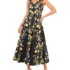 SLEEVELESS FLORAL V NECK MAXI DRESS Black