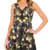 SLEEVELESS FLORAL V NECK MAXI DRESS Black