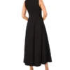 SLEEVELESS V-NECK PLEATED MAXI DRESS Black