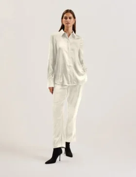 SONORA Satin Longline Covered Placket Blouse
