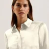SONORA Satin Longline Covered Placket Blouse