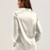 SONORA Satin Longline Covered Placket Blouse