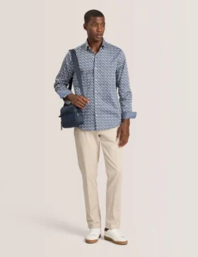 SOREN LONG SLEEVE ARCHIE PRINT SHIRT Dark Denim