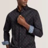 SOREN LONG SLEEVE DAISY PRINT SHIRT Black Beauty
