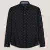 SOREN LONG SLEEVE DAISY PRINT SHIRT Black Beauty