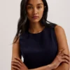 SORRAL Sleeveless Tailored Mini Dress With Side Split