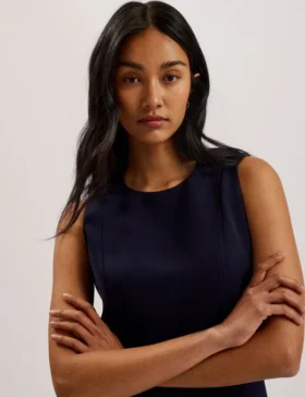 SORRAL Sleeveless Tailored Mini Dress With Side Split