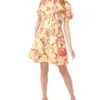 STINA Floral Twist Sleeve Mini Shirt Dress