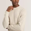 T STITCH LONG SLEEVE CREW NECK SWEATER Egret Heather