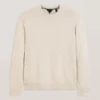 T STITCH LONG SLEEVE CREW NECK SWEATER Egret Heather
