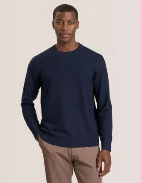 T STITCH LONG SLEEVE CREW NECK SWEATER Sky Captain