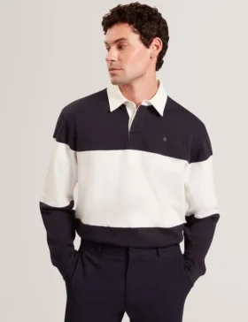 TRAVISS Block Stripe Jersey Cotton Rugby Shirt