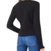 V-NECK CROP CARDIGAN WITH RIB Black