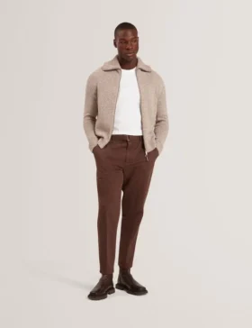 VARINK Twisted Yarn Knit Zip-Through Jumper