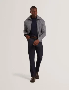 VARINK Twisted Yarn Knit Zip-Through Jumper