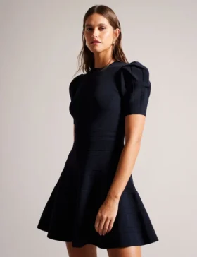 VELVEY Puff Sleeve Mini Dress