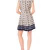 VENUS Tile Print Sleeveless Collared Mini Dress