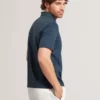VICTOR Textured Grid Zip Neck Cotton Polo