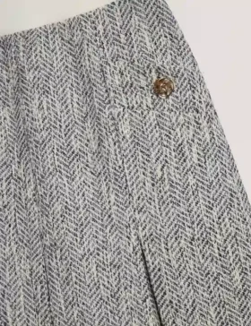 VULPAM Sleeveless Knit Bodice Boucle Mini Dress