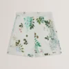 VYLLA Floral High Waist Linen Shorts With Trim Detail