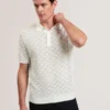 WATERBY Textured Knit Silk Cotton Polo Shirt