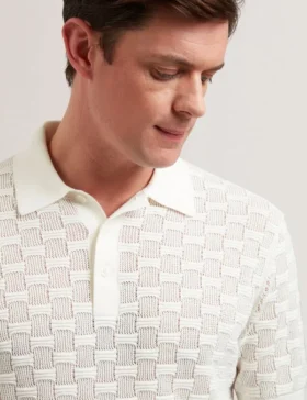 WATERBY Textured Knit Silk Cotton Polo Shirt