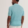 WATTERS Basket Knit Wool Blend Short Sleeve Polo