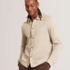WILKES Long Sleeve Textured Button-Through Polo